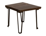 Walnut Live-Edge Parota Wood End Table with Gold Metal Inlays