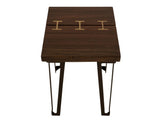 Walnut Chairside Table with Live-Edge Parota Wood & Gold Metal