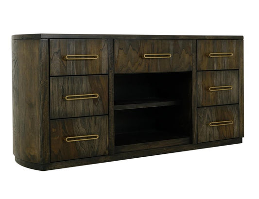 7 Drawer Black Balam Console Table | Mango & Teak Wood Storage