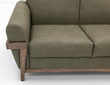 Mezquite Loveseat | Green Faux Leather Mid-Century Modern Sofa