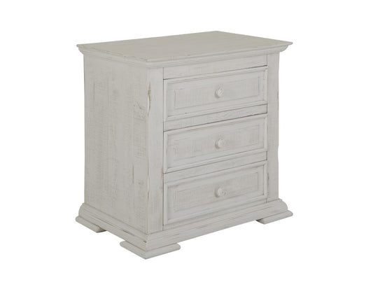 3 Drawer Nightstand - Terra White Solid Pine Bedroom Furniture