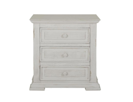 3 Drawer Nightstand - Terra White Solid Pine Bedroom Furniture
