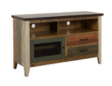 2 Drawer 1 Door 52" TV Stand - Antique Pine Wood Rustic