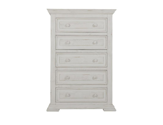 5 Drawer Chest - Terra White Solid Pine Wood Furniture