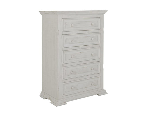 5 Drawer Chest - Terra White Solid Pine Wood Furniture