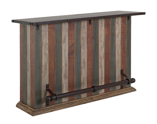 1 Drawer 2 Door Rustic Bar - Antique Multicolor Solid Pine