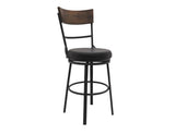 Wooden Frame & Metal Base Bar Stool - Modern Industrial Design