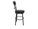 Wooden Frame & Metal Base Bar Stool - Modern Industrial Design