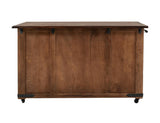 3 Drawer 4 Doors Parota Wood Kitchen Island with Metal Details
