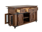3 Drawer 4 Doors Parota Wood Kitchen Island with Metal Details