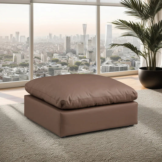 Comfy Faux Leather Ottoman