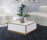 Glitz Contemporary Coffee Table with Elegant Gold Metal Base and Stylish Faux Marble Top Design