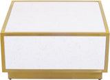 Glitz Contemporary Coffee Table with Elegant Gold Metal Base and Stylish Faux Marble Top Design