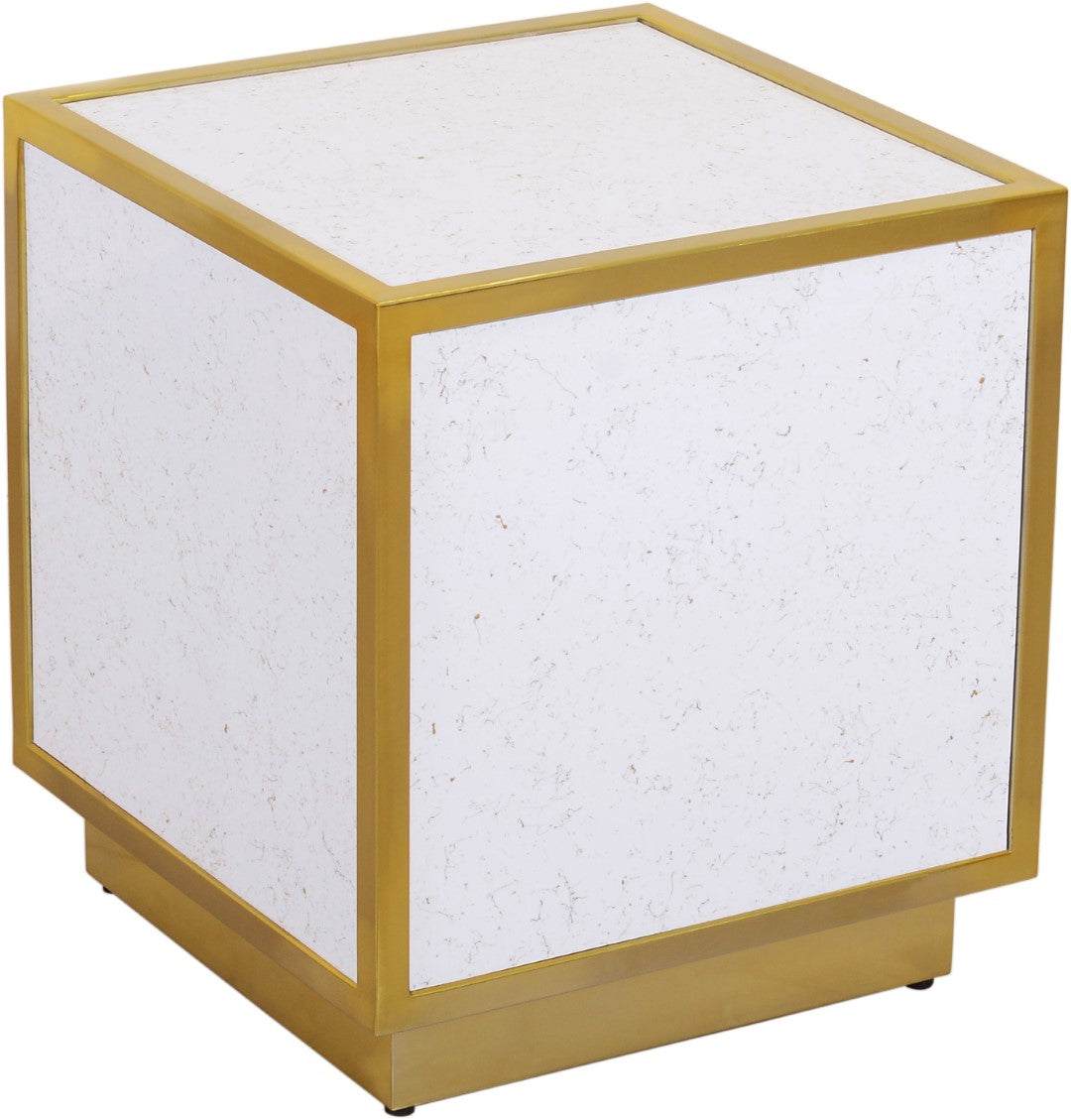 Glitz Chic Contemporary End Table with Sleek Gold Base - Perfect Accent for Modern Living Spaces