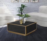Glitz Contemporary Coffee Table with Elegant Gold Metal Base and Stylish Faux Marble Top Design
