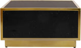 Glitz Contemporary Coffee Table with Elegant Gold Metal Base and Stylish Faux Marble Top Design