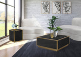 Glitz Contemporary Coffee Table with Elegant Gold Metal Base and Stylish Faux Marble Top Design