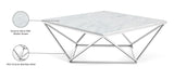 Skyler Contemporary Stainless Steel Coffee Table with Sculptural Marble Top for Modern Living Spaces