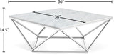 Skyler Contemporary Stainless Steel Coffee Table with Sculptural Marble Top for Modern Living Spaces