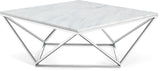 Skyler Contemporary Stainless Steel Coffee Table with Sculptural Marble Top for Modern Living Spaces