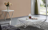 Skyler Contemporary Stainless Steel Coffee Table with Sculptural Marble Top for Modern Living Spaces