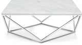 Skyler Contemporary Stainless Steel Coffee Table with Sculptural Marble Top for Modern Living Spaces