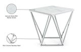 Skyler Contemporary End Table with Genuine Marble Top & Stylish Chrome Stainless Steel Base