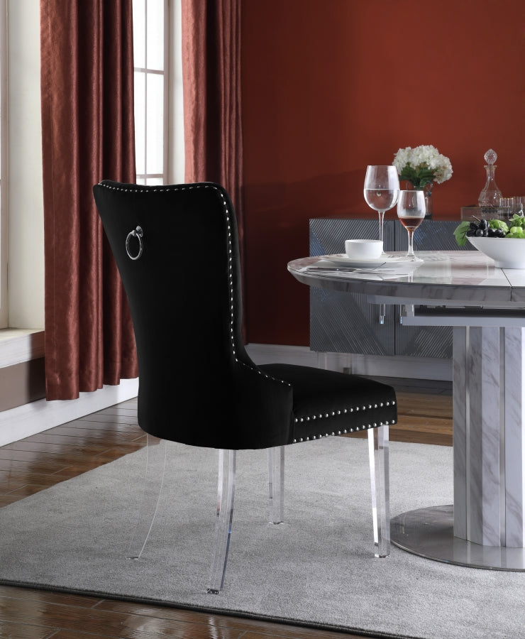 Miley Velvet Dining Chair with Acrylic Legs