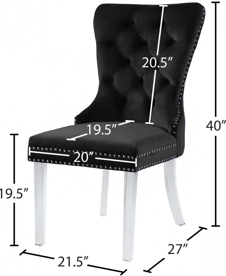 Miley Velvet Dining Chair with Acrylic Legs