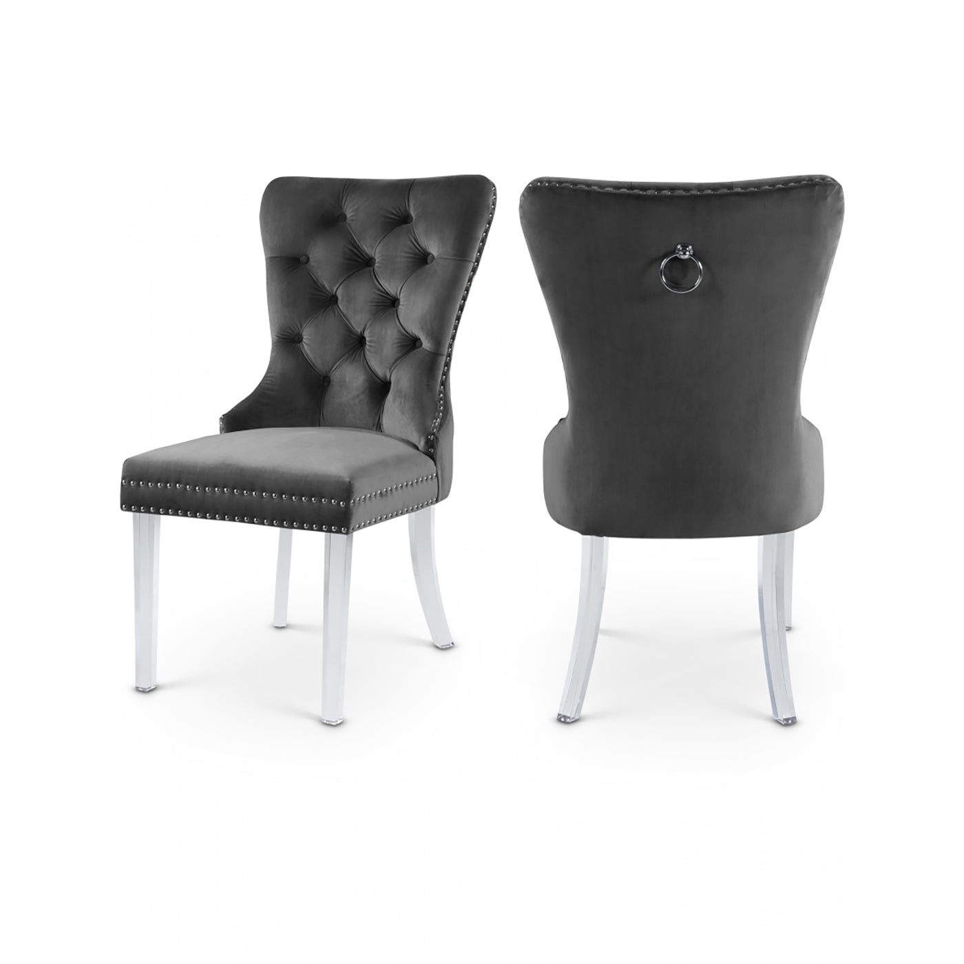 Miley Velvet Dining Chair with Acrylic Legs