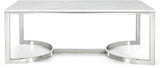 Copley Contemporary Coffee Table with Marble Veneer & Chrome Base - Modern Living Room Design