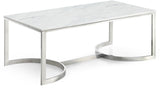 Copley Contemporary Coffee Table with Marble Veneer & Chrome Base - Modern Living Room Design