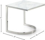 Copley Contemporary Marble Veneer End Table with Chrome Base - Stylish, Durable, Modern Design