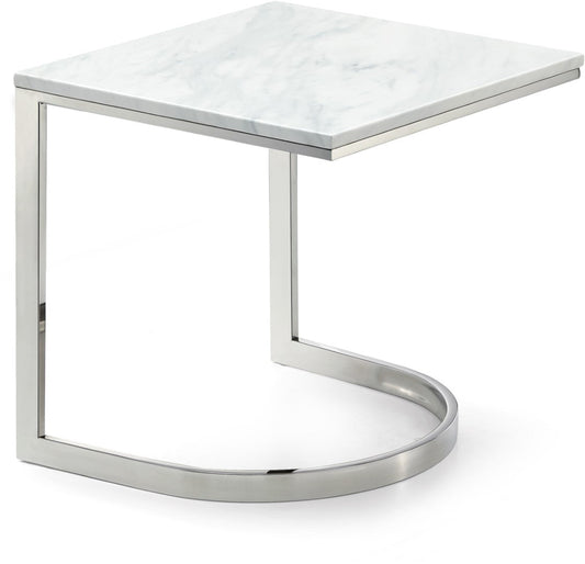 Copley Contemporary Marble Veneer End Table with Chrome Base - Stylish, Durable, Modern Design