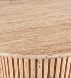Genoa Coffee Table: Handcrafted Marble Elegance with Unique Veining and Art Deco Fluted Base Masterpiece