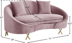 Serpentine Velvet Loveseat