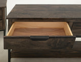 Dark Mita 2 Drawer Sofa Table - Transitional Wood & Metal Design