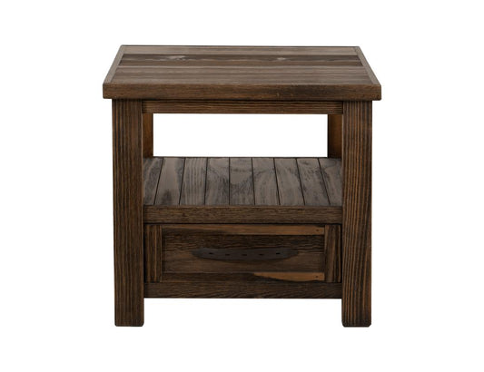 1 Drawer End Table - Dutton Rustic Cottage Style Wood Furniture