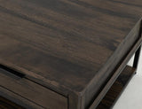 4 Drawer Cocktail Table with Shelf - Dark Mita Wood & Metal