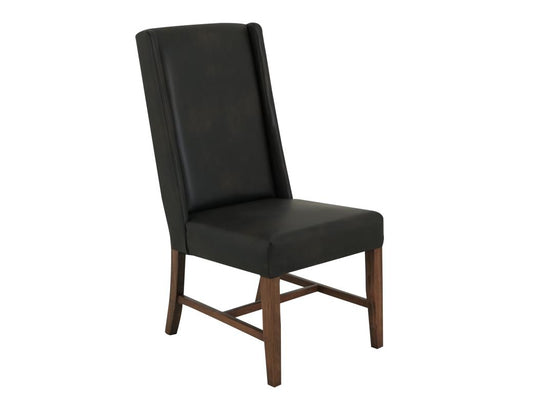Riverwood Upholstered Chair - High Back Design in Brown Lacquer