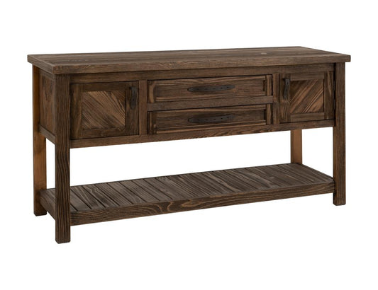 2 Drawer 2 Door Sofa Table - Dutton Cottage Style | Rustic Wood
