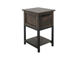 Dark Mita Chairside Table | 1 Drawer 1 Shelf Wood & Metal
