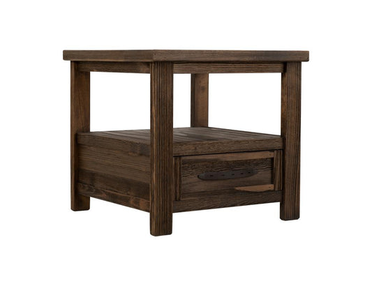 1 Drawer End Table - Dutton Rustic Cottage Style Wood Furniture