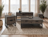 Dark Mita Chairside Table | 1 Drawer 1 Shelf Wood & Metal