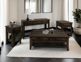 4 Drawer Dark Teak Cocktail Table with Shelf | Mango Wood