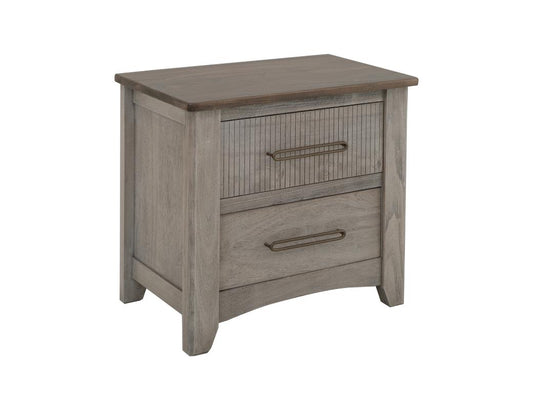 2 Drawer Nightstand - Modern Ridge Design with Storage
