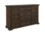 6 Drawer & 2 Door Solid Wood Dresser with Deep Brown Lacquer Finish