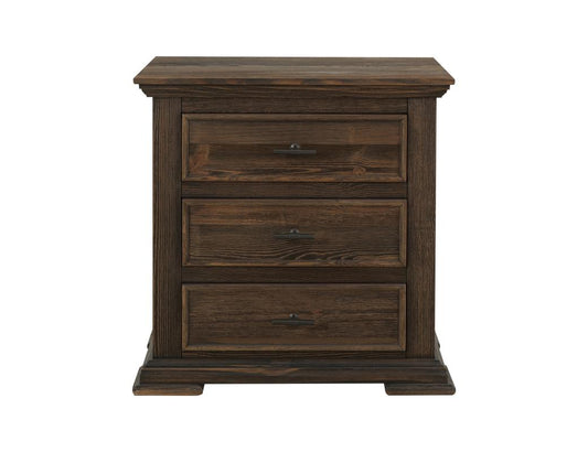 3 Drawer Nightstand - Solid Wood Desire Nightstand in Deep Brown
