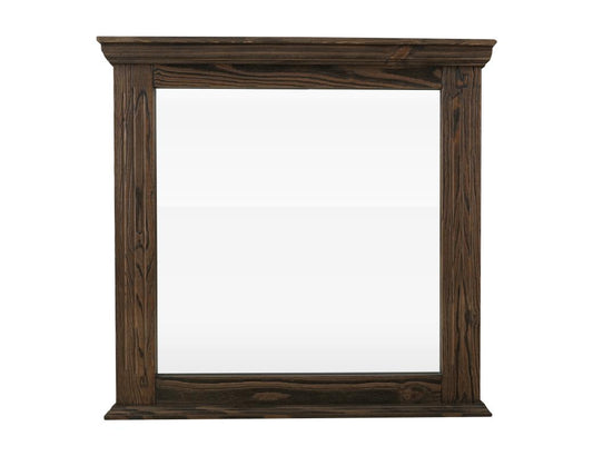 Desire Collection Mirror - Elegant Wood Frame with Deep Brown Finish