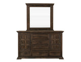 6 Drawer & 2 Door Solid Wood Dresser with Deep Brown Lacquer Finish